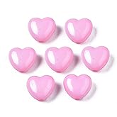 KitBeads 100Pcs Pink Heart Acrylic Beads Romantic Love Heart Shaped Beads for Jewelry Making Bracelets Earrings Keychains Crafts Bulk