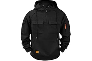 Hoodies for Men Tactical Sweatshirt Big and Tall Quarter Zip Pullover Outdoor Workout Travel Cargo Hoodie with Pocket