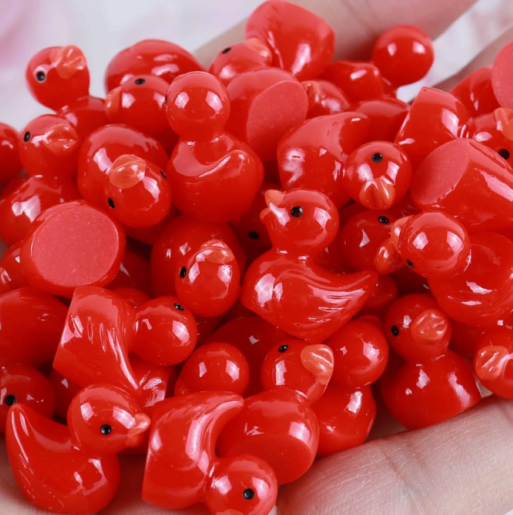 Photo 1 of 100pcs Mini Resin Duck,15 mm Dollhouse Décor for Aquarium Decor Micro Fairy Garden Landscape Hide,Seek Party Toys,Easter Basket Stuffer, Gift for All Ages (Nonluminous-Red)
