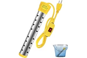 LAKKZOOM immersion Water Heater with Intelligent Temperature Control, Stainless Steel Mini Pool & Bucket Heater - Heats 5 Gallons in Minutes, Ideal for Home, Camping, and Outdoor Use
