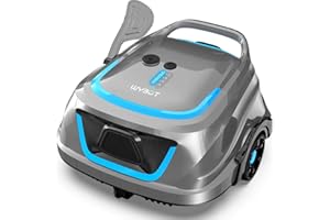 (New Upgraded) WYBOT A1 Cordless Robotic Pool Cleaner, Automatic Pool Vacuum with 120 Mins, Double Filters, LED Indicator, Fast Charging, Ideal for Above Ground Flat Pools - Light Gray