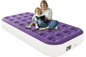 HikerSKY Twin Air Mattress with Built in Pump,10" Blow up Air Bed, 2 Mins Quick Self-Inflation/Deflation, Foldable Inflatable Mattress for Home/Travel, 10'' Twin Purple