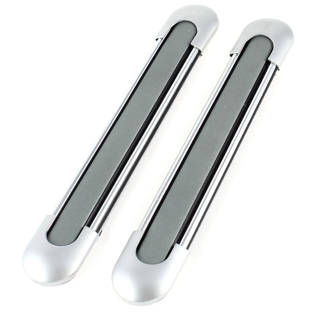 Pair Self Adhesive Backing Plastic Door Bumper Guard Bar Silver Tone