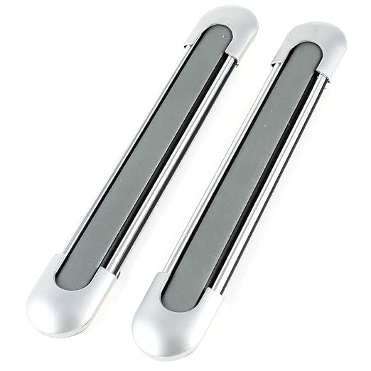 Pair Self Adhesive Backing Plastic Door Bumper Guard Bar Silver Tone