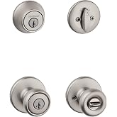 Kwikset Tylo Front Door Lock Set with Deadbolt and SmartKey, Satin Nickel | Entry door handleset with keyed deadbolt and interior lever; SmartKey Security lets you re-key the lock yourself in seconds.