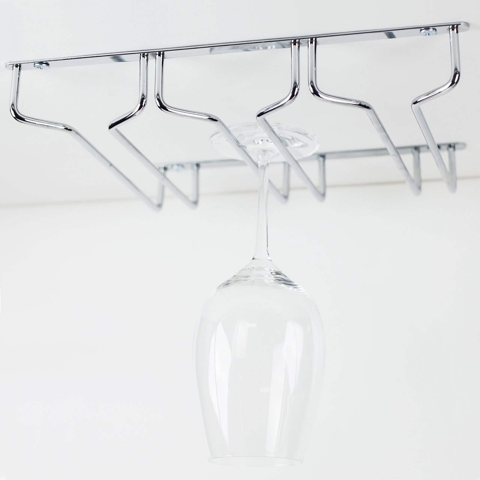 WINE GLASS RACK HOLDER Under Stemware Hanger Chrome Shelf Bar Kitchen eBay