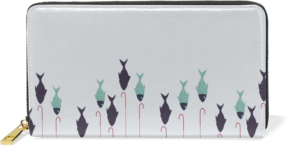 Amazon Kasamo 財布 メンズ 長財布 人気 魚 サカナ 本革18枚 多機能 ラウンドファスナー 小銭入れ付 レディース 二つ折りバレンタインデー 母の日 父の日のプレゼントお贈り物 メンズバッグ 財布