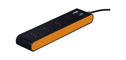 V-Guard Plastic 4+1 Way Power Strip, Yellow and Black, 3 m Length