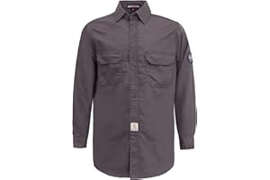 BOCOMAL FR Shirts Flame Resistant 100% C NFPA2112 7.5oz Men's Fire Retardant Welding Shirt