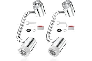 MYLONGINGCHARM 2 Pcs Faucet Extender, 1080° Large-Angle Rotating Faucet Extender Aerator, Universal Splash Filter Faucet Aerator for Bathroom & Kitchen Sink with 2 Water Outlet Modes