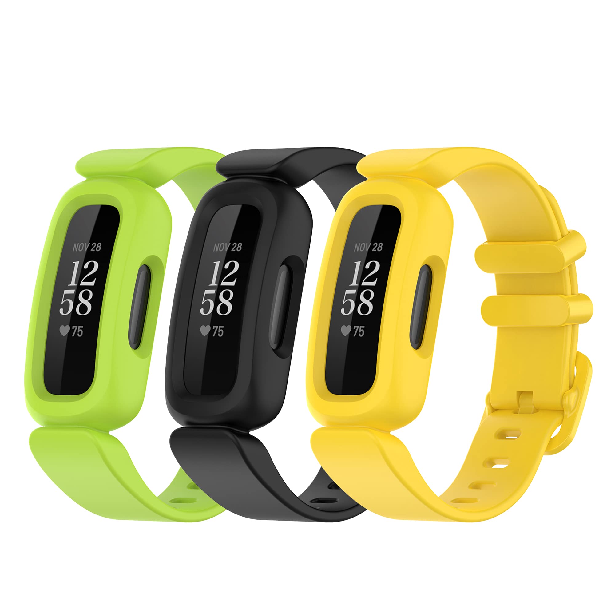 Chofit Straps Compatible with Fitbit Ace 3 Strap, Soft Silicone Replacement Wristband Band Armbands for Kids for Ace 3 Activity Tracker (Black/Yellow/Lime) — image 1