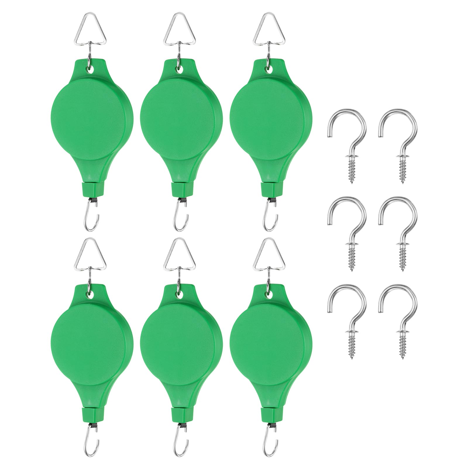PATIKIL Plant Hanger, 12 Pcs Pulley Retractable Hanging with Ceiling Hook Indoor and Outdoor Plant Pots Holder, for Planters, Flower Basket, Bird Feeders, Green