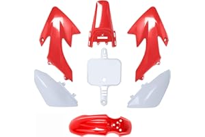 Podoy CRF50 Body Fender Kit for Compatible with XR50 XR 50 CRF 50 SDG SSR Pit Dirt Motor Trail Bike Black with Bolt Work Fairing Plastic (Red)