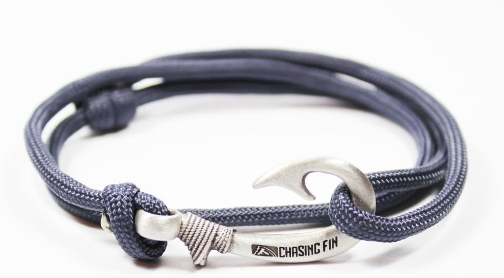 Adjustable Fish Hook Bracelet - 550 Military Paracord with Fish Hook Pendant - also worn as Necklace or Ankle Bracelet
