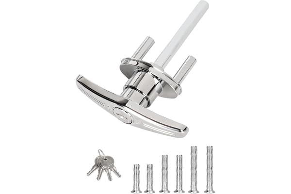 Garage Door Lock T-Handle Locks Latch Replacement Parts with 4 Keys, Mounting Hardware Included, Fit 1-3/8" to 2" Thick Doors