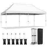 CAJECUS 10'x 20' Pop Up Canopy, Waterproof Ez Pop