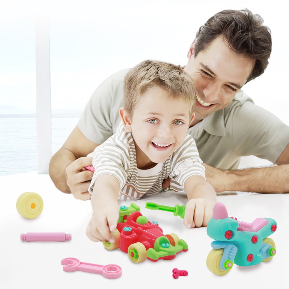 Nuheby Macchina Giocattolo Giochi da Assemblare Kit Costruzione Auto Moto Macchina da Corsa Macchina Bambini 3,4,5,6 Anni