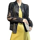 NCDUANSAN Chinese Style Long Sleeved See Through Jacket, Spring and Autumn Retro Qipao Shirt, Women's Embroidered top