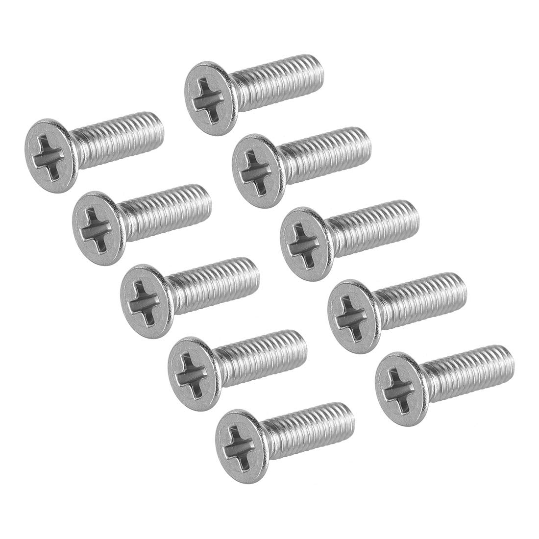 sourcing map M3x10mm Flat Head Machine Screws, Phillips Cross Screw, 304 Stainless Steel, Fasteners Bolts 50Pcs