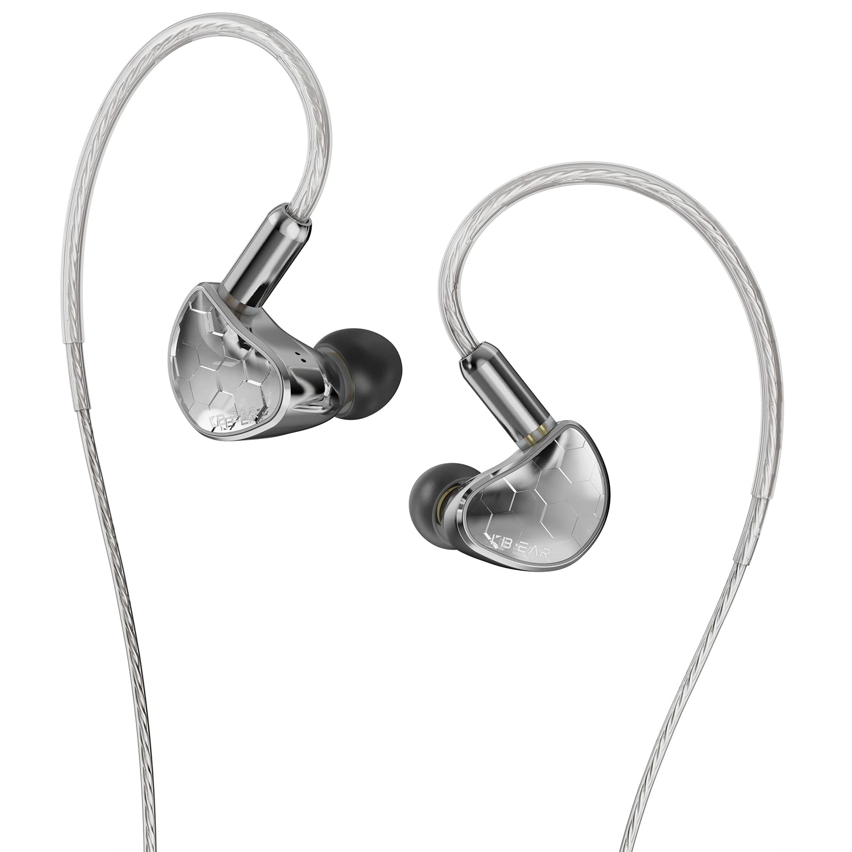 KBEAR Xuanwu HiFi 8mm Dynamic Driver In Ear Monitor IEM High Percormance Diaphragm with Zinc Alloy Metal Cavity Detachable 2PIN OFC Cable (Silver, No mic)