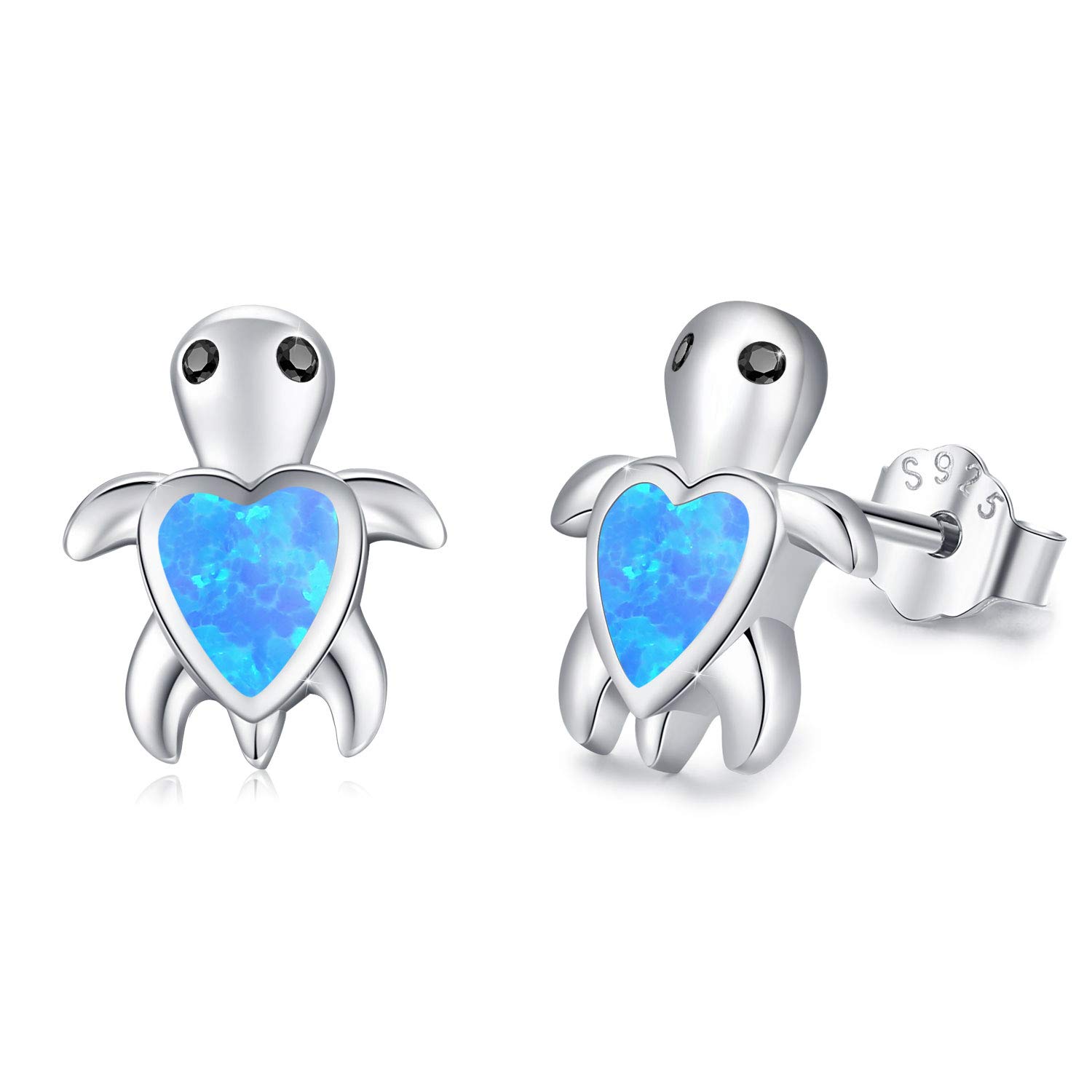 Silver Tortoise Earrings Opal Earrings 925 Sterling Silver Turtle Stud Earrings for Girls Kids Cute Animal Stud Earrings Sleeper Earrings for Women