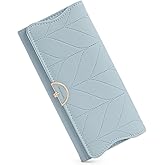 RNIEGA Leather Wallet for Women Trifold Womens' RFID Blocking Wallet Card Holder Purse Clutch with Zipper Coin Pocket,Light Blue