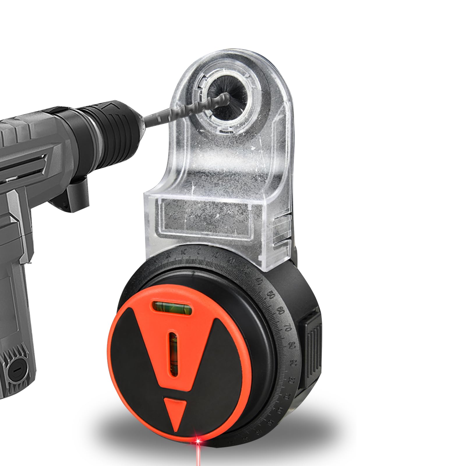 Drill dust Collector with Level Tool - Multifunctional Dust Extractor Electronic Vacuum Suction Cup, Leveler Tool Perfect for Picture Hanging, Painting, Home Renovations (Black)