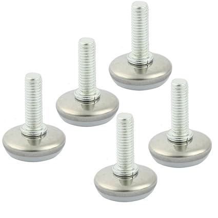 5 x Furniture 29mm Dia Plastic Base M6 x 25mm Leveling Feet Mounts