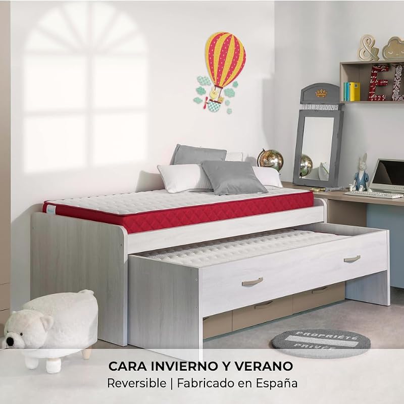 - Colchón Viscoelástico Reversible 180x180cm Gredos con Altura ±15cm. Tejido Strech y Tejido 3D Transpirable | Especial para Cama Nido | Firmeza Medio-Alta | Adaptable | Hecho en España