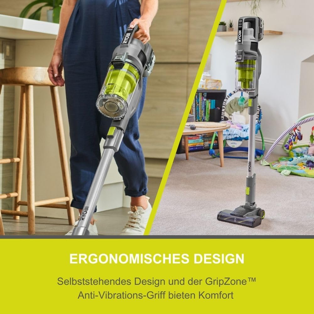 RYOBI 18 V ONE+ Akku-Staubsauger RSVS18-1C20G, 30 AW Saugleistung, Dual-Zyklonen, HEPA-Filter, inkl. 2,0 Ah Akku und 2,0 A Ladegerät 4