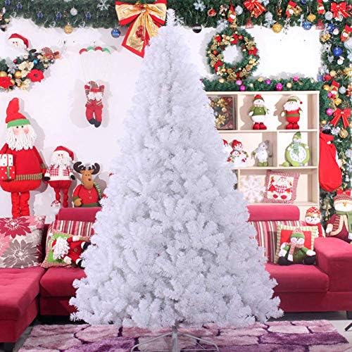 ホワイト人工クリスマスツリー消灯10フィートプレミアムヒンジ付きスプルースフルツリー メタルスタンド付き屋内および屋外での使用が簡単 300cm 10フィート