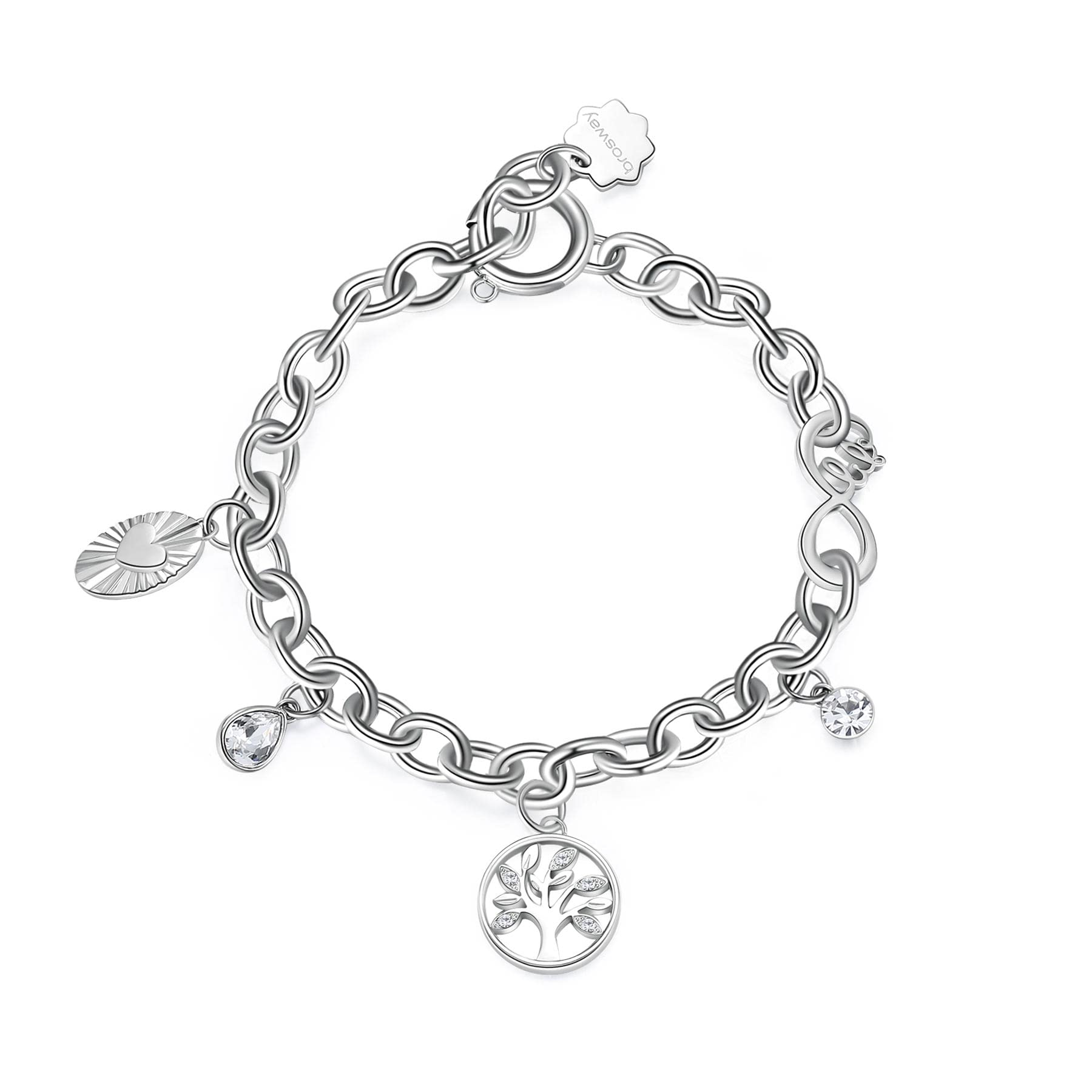Brosway BHKB116 Women's Steel Bracelet with Tree of Life Symbol, Chakra Collection Women's Bracelet, 185mm, Stainless Steel Alloy Steel, Crystals