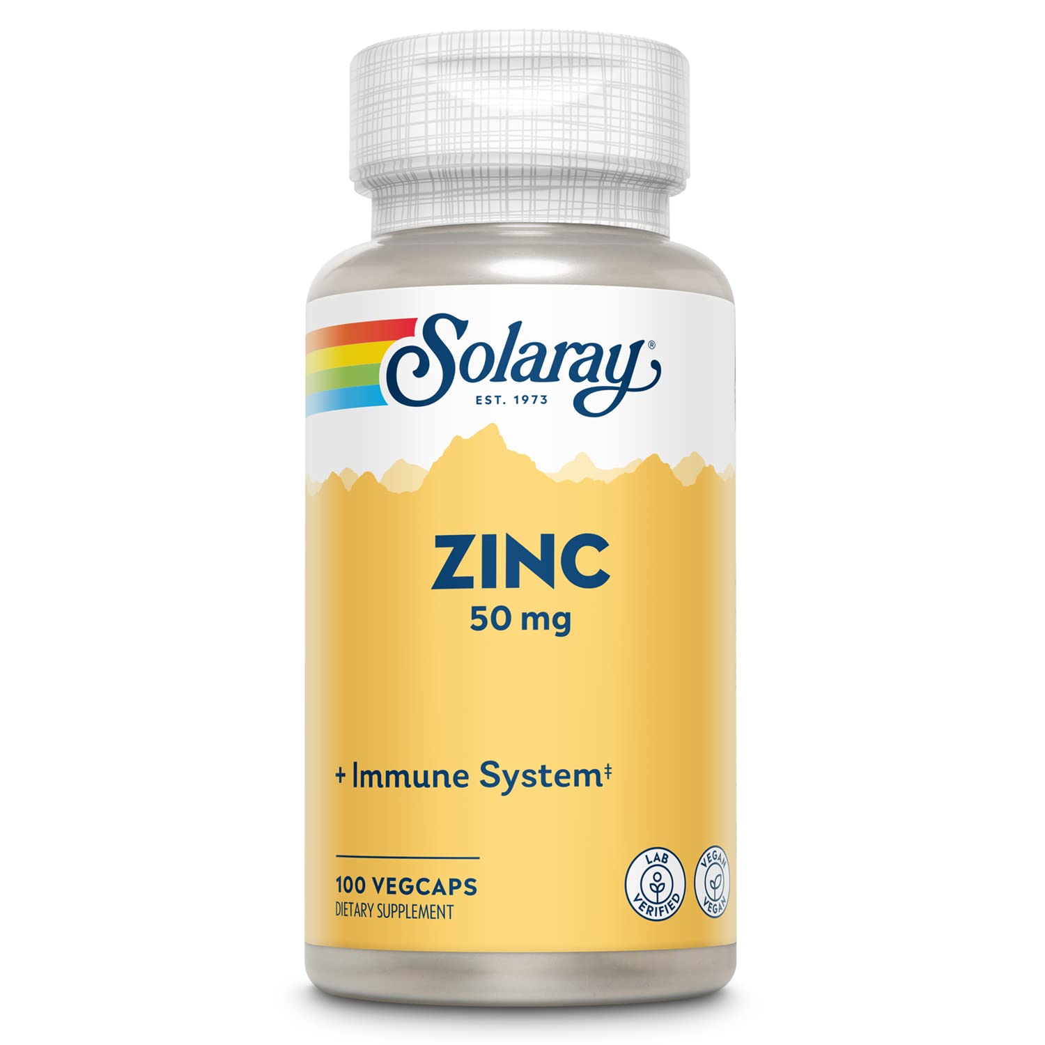 SOLARAY Zinc 50mg Immune Support Capsules, 100 Count, Vegan, Pumpkin Seed