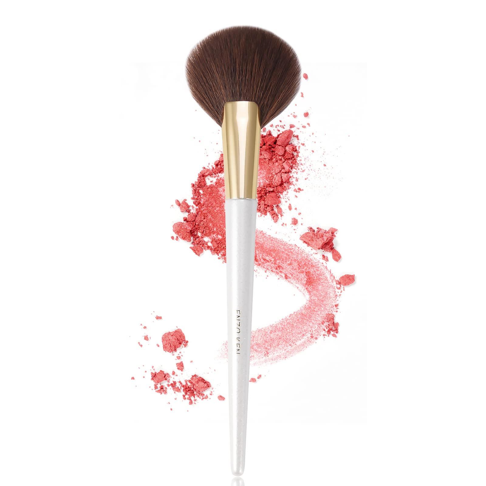 ENZO KEN Round Fan Makeup Brush, Thick Fan Brush Makeup, Fluffy Blush Brushes for Cheeks, Sculpt Blush Brushes - White, 169O — image 1