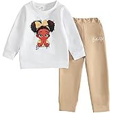Afsmlys Tween Girl's Letter Print Top + Jogger Pants 2 Piece Casual Outfit Set Kids Fall Clothing, Sizes 6-14 Years
