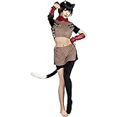 miccostumes Women's Costume Ninja Cat Cosplay Short Top and Vest with Apron and Pants