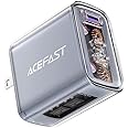 ACEFAST PD65W USB C Charger 3-Port Fast Charger Set for USB C Laptops, Cell Phones and Tablets, Foldable AC Plug Power Adapter Compatible with MacBook, iPhone 14/Pro, iPad Pro, Steam Deck (Grey)