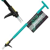39" Weed Puller Tool, Heavy Duty Stand Up Garden Weeding Tool T-Handle | 3-Claw Steel Head, Easy-Eject, Long Handle No-Bending, for Lawn, Yard, Garden, Crabgrass, Dandelion Picker Remover