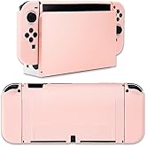 BelugaDesign Pink Switch Case Dock Cover Bundle | Pastel Cute Sakura Soft Silicone Dockable Protective Snap on Shell with Hard Dock Slip Sock Set for Women Girls | Compatible with Nintendo Switch OLED