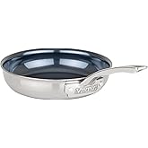 Viking 4-Ply Frying Pan, 8 Inch Laser Clad Titanium Performance Ti Kitchen Cookware, Blue/SIlver