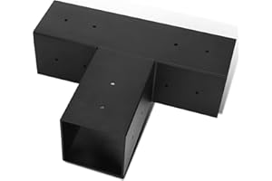 SOOBOOL 4x4(Actual: 3.5x3.5 Inch) T 3-Way Pergolas Corner Extension Brackets, DIY, Aluminum Pergola Bracket with Black Powder Coated(2 Packs)