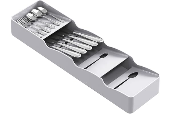 Lifewit Compact Flatware Drawer Organizer, Narrow Silverware Tray for Kitchen Drawers, Plastic Cutlery Holder for Spoons, For