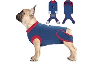 IDOMIK Dog Recovery Suit for Female Spay - Adjustable Anti-Licking Dog Post Surgery Onesie, Male Female Dog Neuter Spay Suits, Soft Abdominal Wound Bandage & E-Collar Cone Alternative