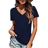 Elesomo Long Sleeve Shirts for Women Cotton Tshirts V Neck Spring Tops Basic Tee