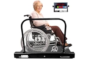 PEC SCALES PEC Carbon Steel Heavy Duty Wheelchair Scale/Digital Medical Scale with Dual Ramp, Side Handles and Wheels for Easy Moving, Capacity 1000 lb, (Size 41"x41") Drum Scale