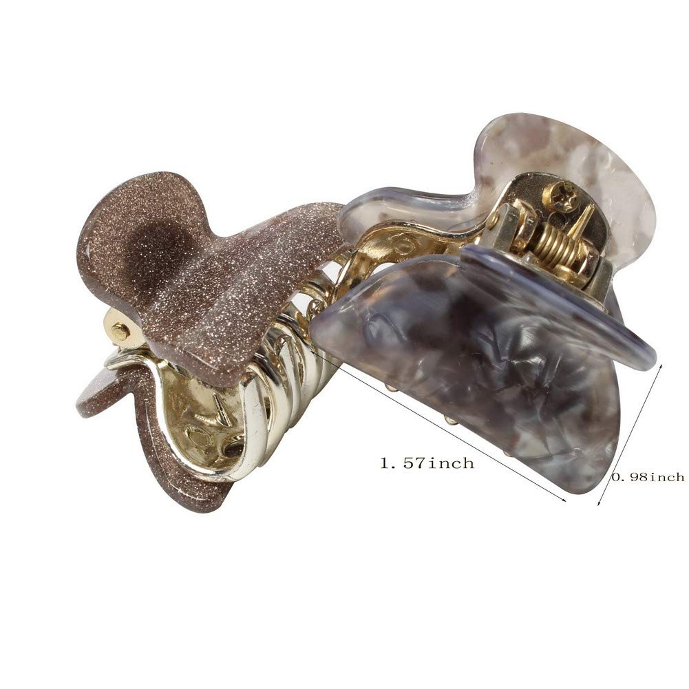 1.57 inch Floral Printed Small Acrylic Hair Claw Clips for Girls and Women, Plastic No-Slip Grip Jaw Hair Clip Hair Jaw Clamp, Pack of 12 (Color E) : Beauty