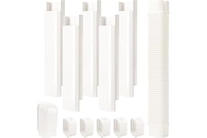 GUEQUITLEX 4" W 9 Ft Line Set Cover Kit for Mini Split Air Conditioner Decorative PVC Line Cover Kit for Central Air Conditioner Mini Split AC Cover for Outside Heat Pumps Tubing Cover