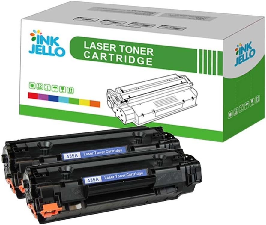 InkJello Compatible Toner Cartridge Replacement for HP LaserJet P1005 P1006 P1007 P1008 P1009 CB435A CB436A (Black, 2-Pack)