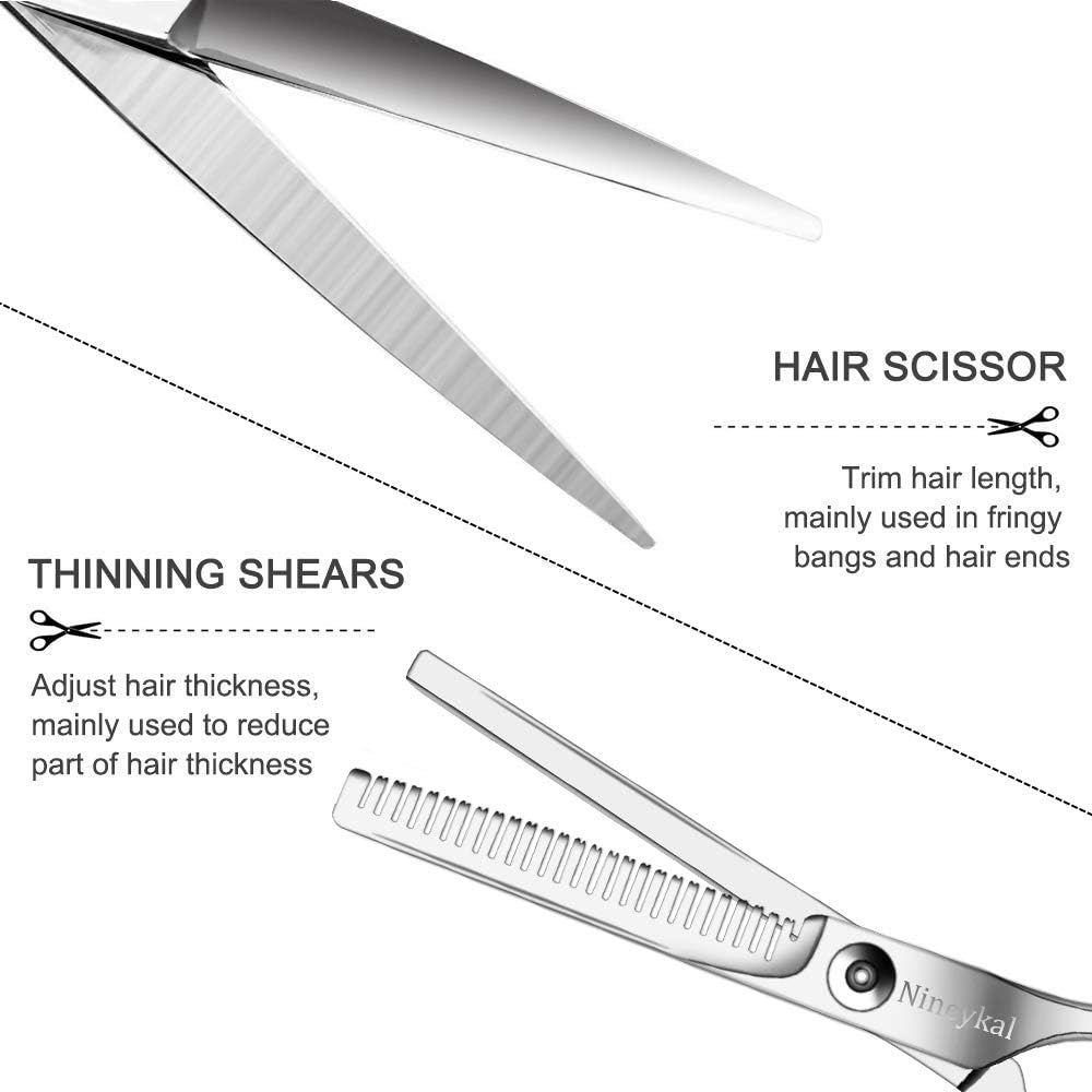 10 Pcs Hair Cutting Scissors/Shears Kit,Professional Haircut Scissor Set 6CR 660C Stainless Steel with Hair Razor Comb, Cape, Hairpin and Leather Bag for Women, Men, Kids, Pets: Home Improvement