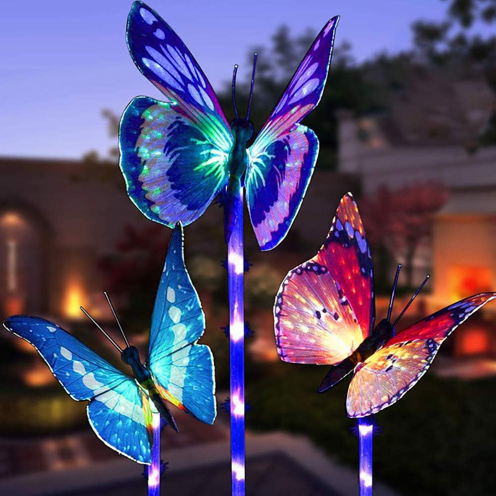 3PCS Garden Butterfly Solar Lights, 7 ColorChanging Outdoor Patio